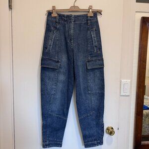 Brunello Cucinelli blue cropped cargo trousers jeans IT 36 US 0